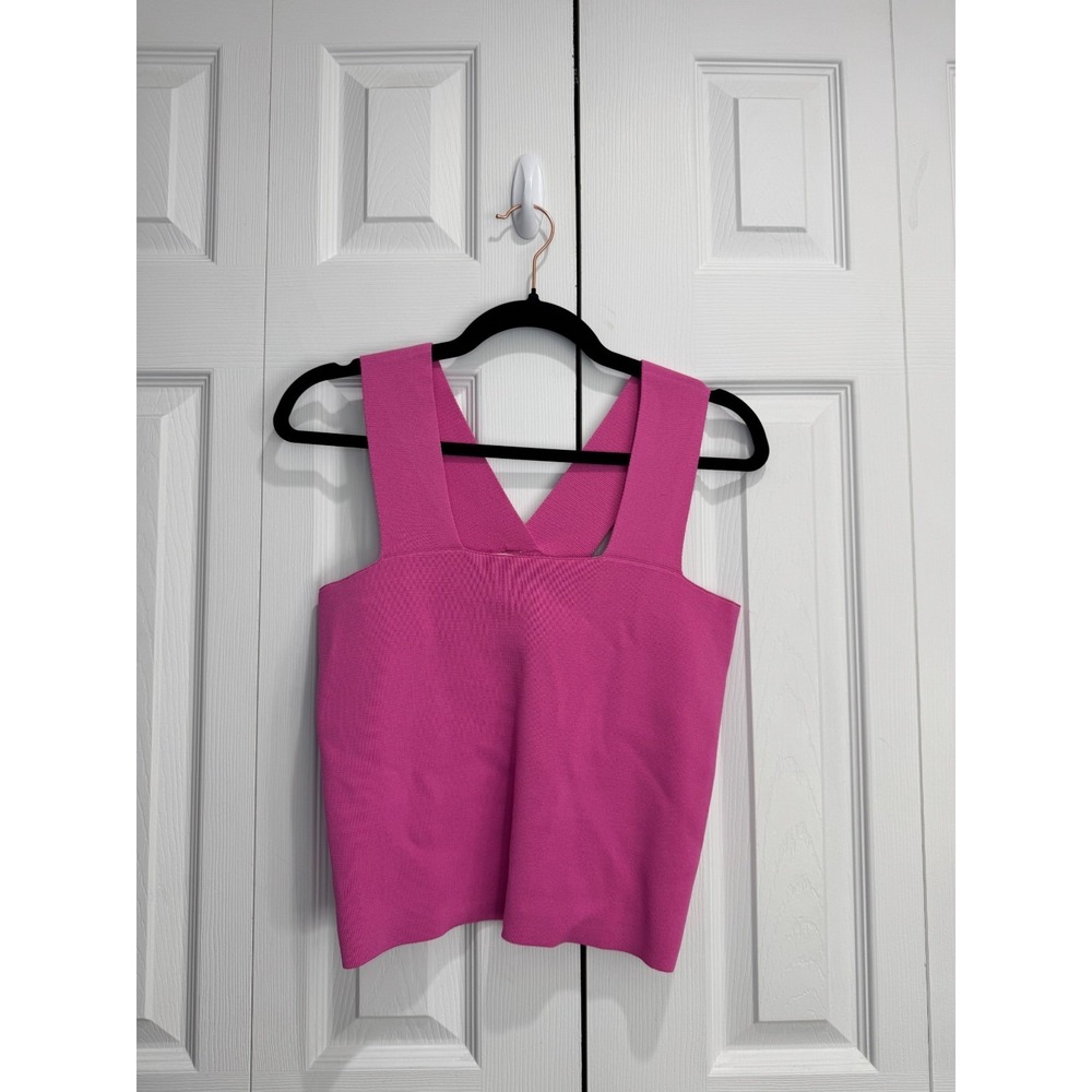 House of Harlow 1960 Ribbed Crop Tank Women's Medium Pink Compression Wide Strap